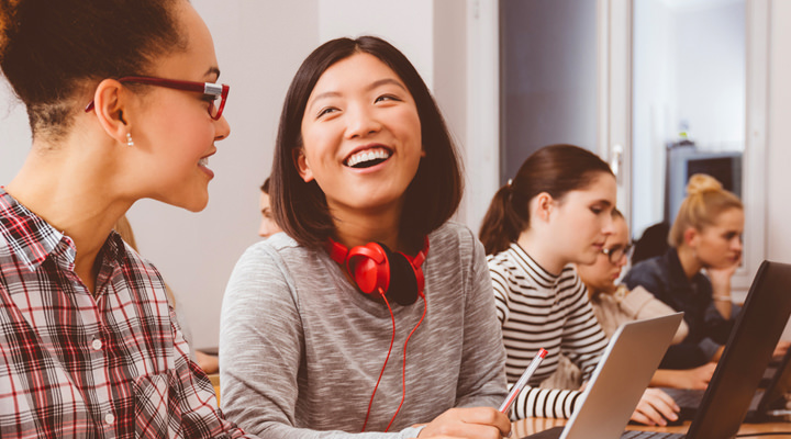 Team members in class