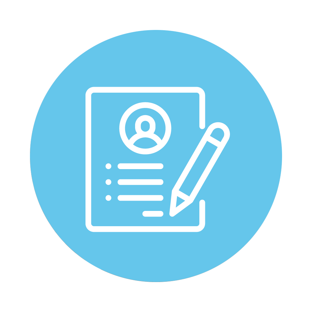 Icon of a pencil and paper Icon of a pencil and paper