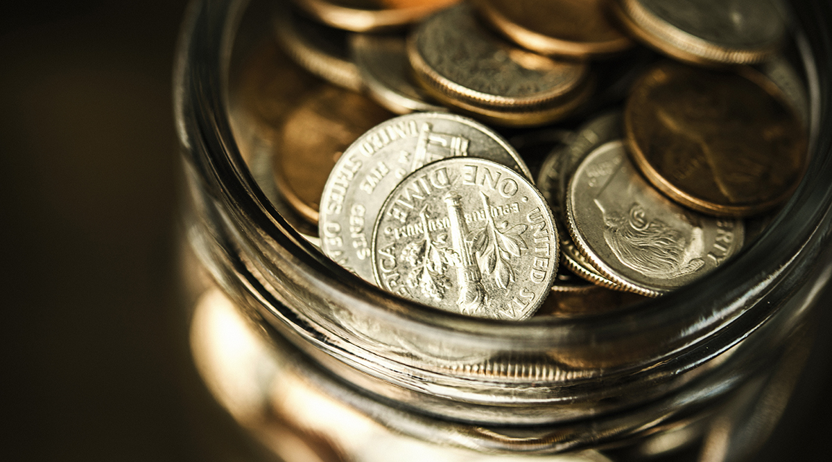 Coins in a jar