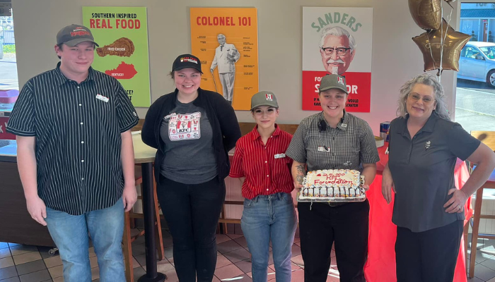 Shanel F. and her restaurant team members celebrated being named the top store in the U.S. for fundraising by hosting an in-store party.