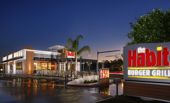 Exterior of a Free Standing Habit Burger Grill Restaurant