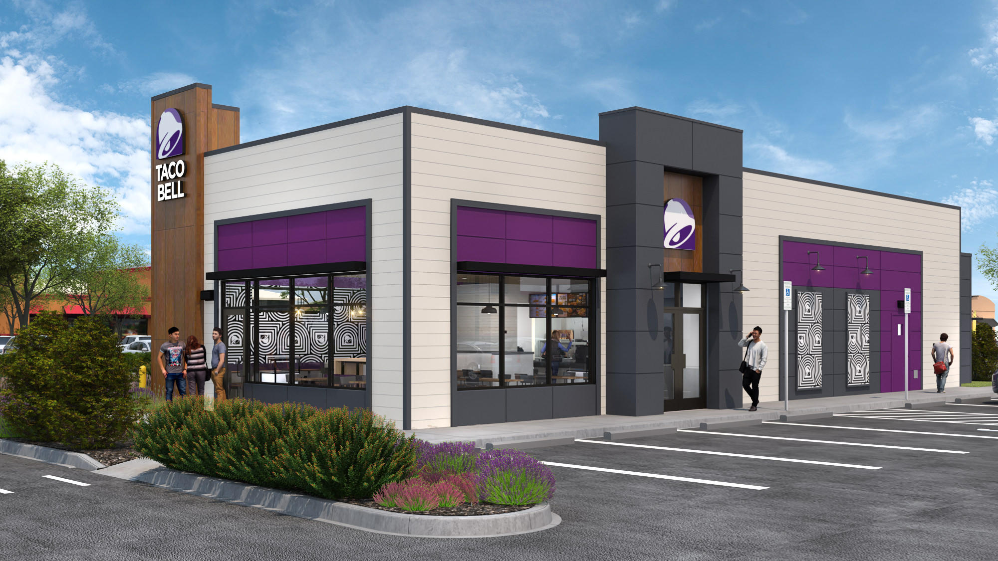 Exterior of a Free Standing Taco Bell with a Drive Through